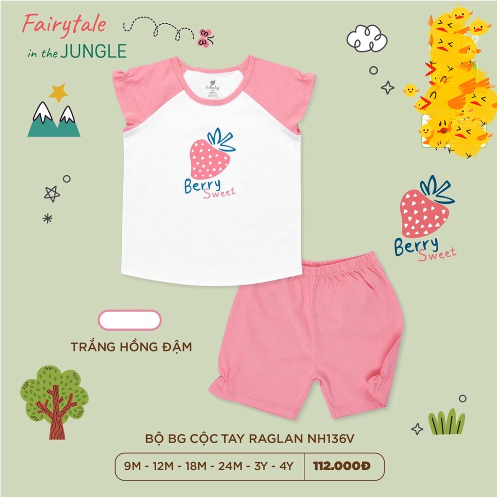 Bộ Cộc tay cotton Raglan Bé Gái Lullaby 2023  NH136V