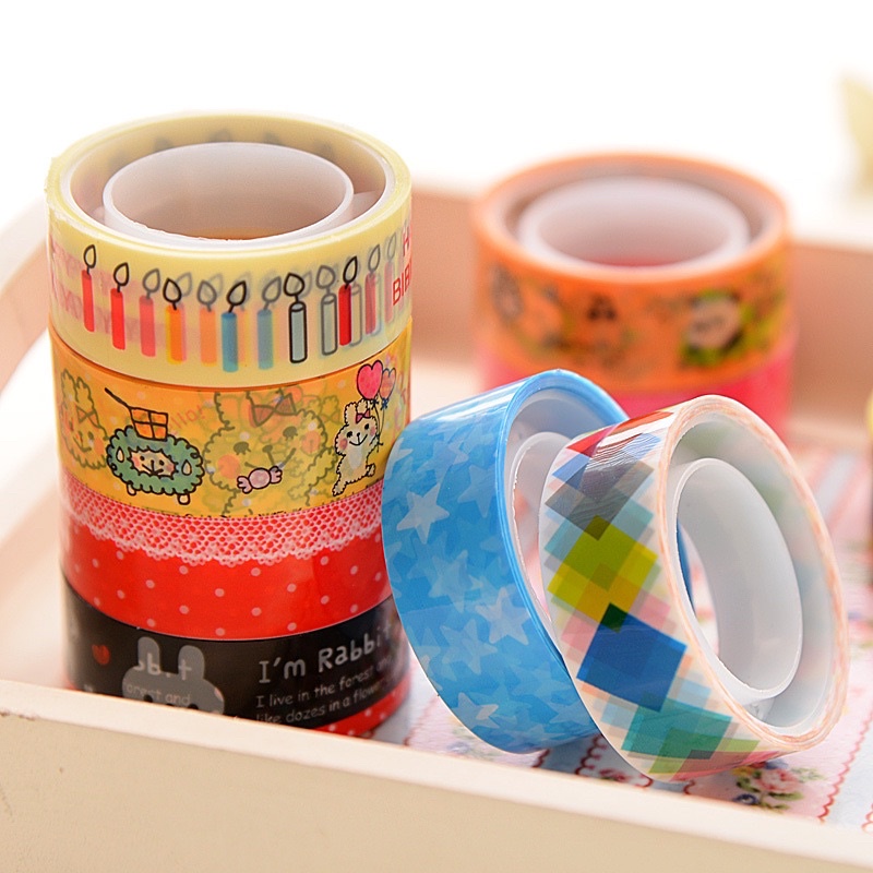 Combo 10 cuộn băng keo hoạt hình cute