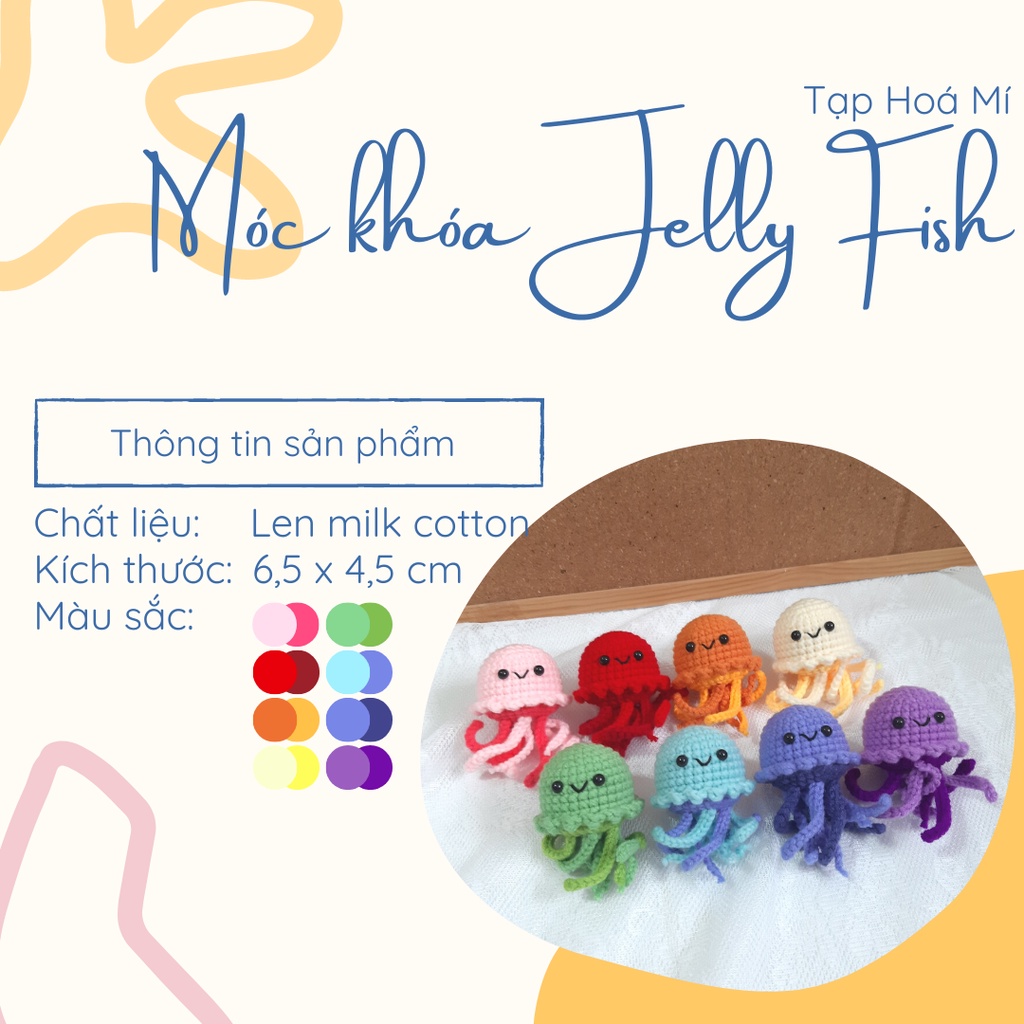 MÓC KHOÁ LEN JELLY FISH/ BÉ SỨA Ú NÙ HANDMADE ĐÁNG YÊU