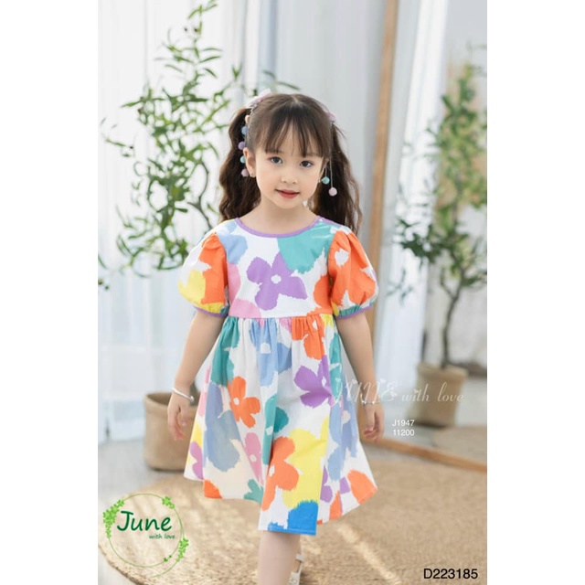Sắc màu xuân hè rực rỡ. Chất kate mềm, mát, thấm hút mồ hôi tốt. D223185. Đầm June with love