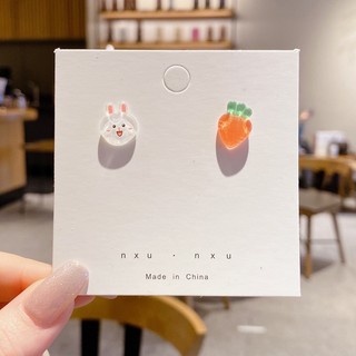 Khuyên tai thỏ cà rốt dễ thương, khuyên tai hàn quốc