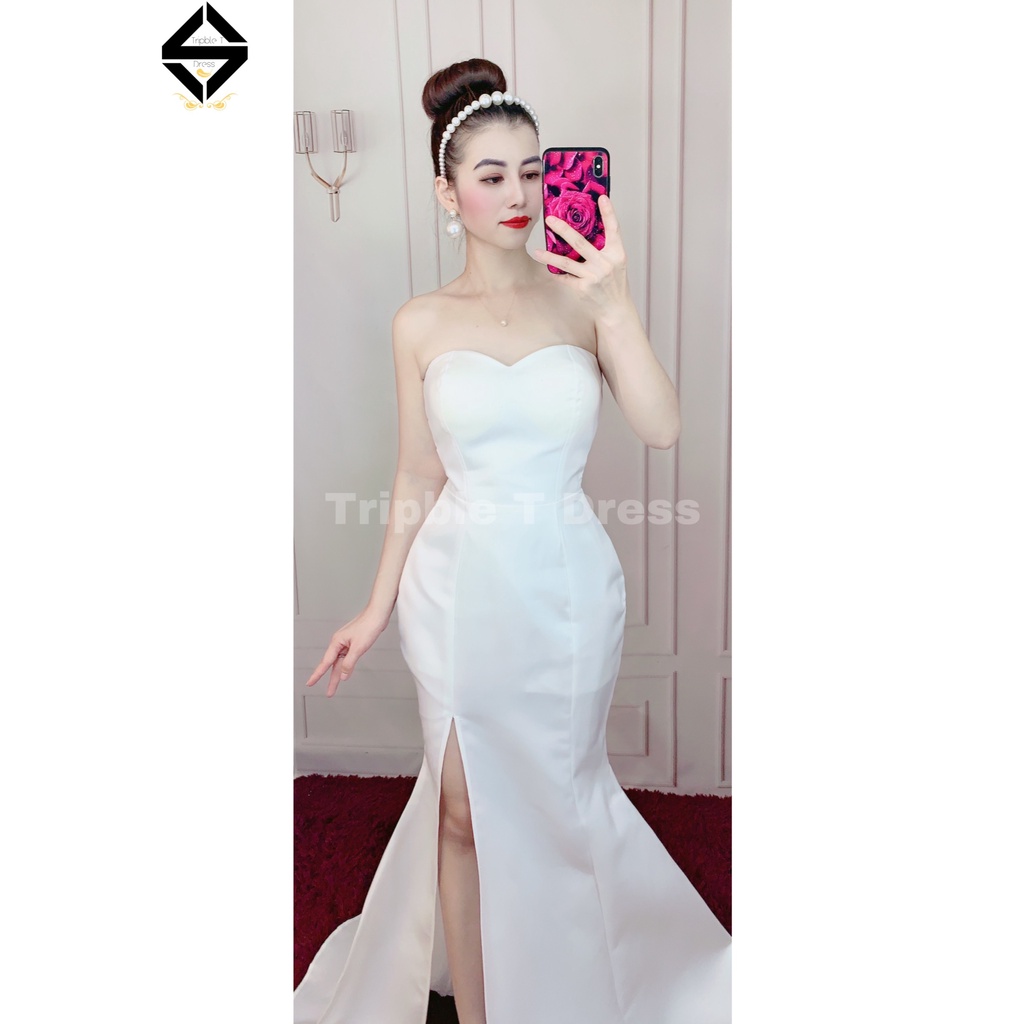Sét đầm body dự tiệc TRIPBLE T DRESS cúp xẻ đùi kèm áo khoác rời tay dài - size S/M/L - MS256Y
