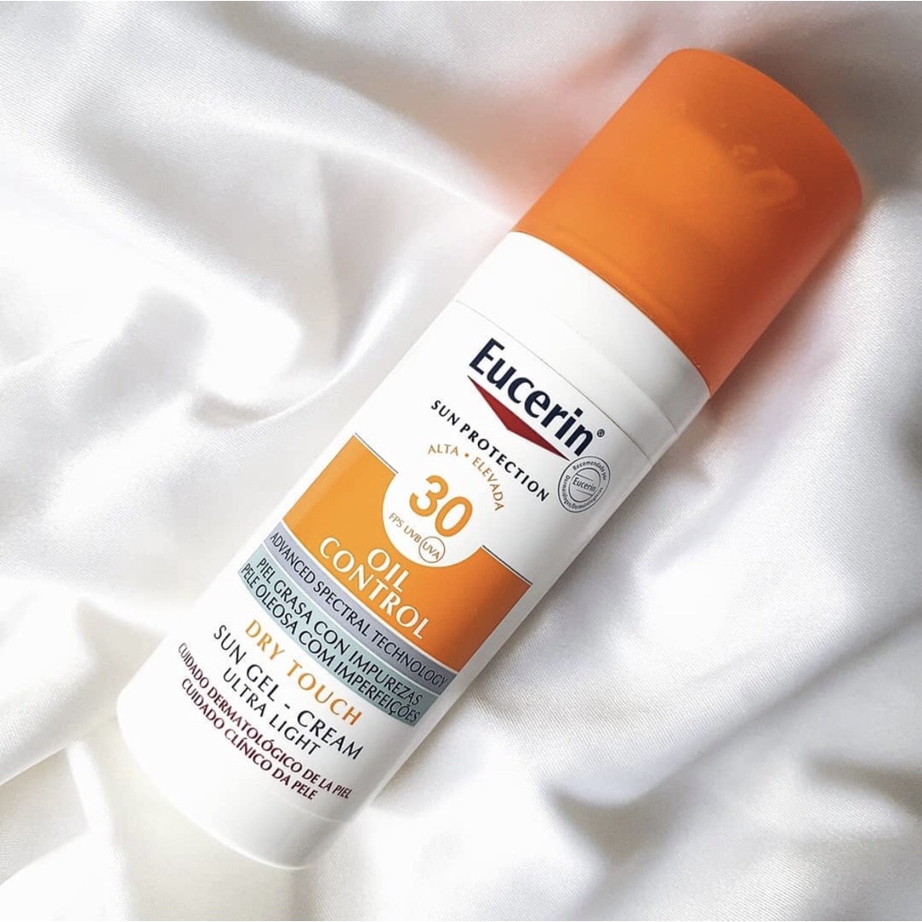 Kem chống nắng Eucerin kiềm dầu & ngừa mụn SPF50+ cho da nhờn mụn Sun Dry Touch 50ml