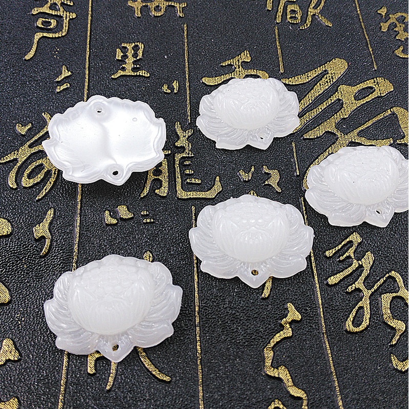 (5 cái)Phiến ngọc bội hoa sen 22*30mm, Nguyên liệu làm trang sức cổ trang, Nguyên liệu diy