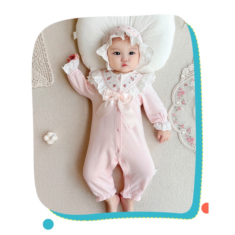 Sét body tiểu thư đầy tháng/ thôi nôi IDEA cao cấp cho bé gái hoa thêu ren