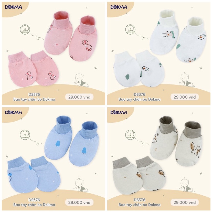 Set mũ sơ sinh kèm bao tay chân Dokma