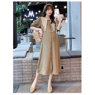 Đầm bầu công sở cổ nhọn thời trang