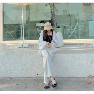 [Hàng sẵn] Áo sơ mi lụa hàn oversize tay phồng – Maitrangshop92