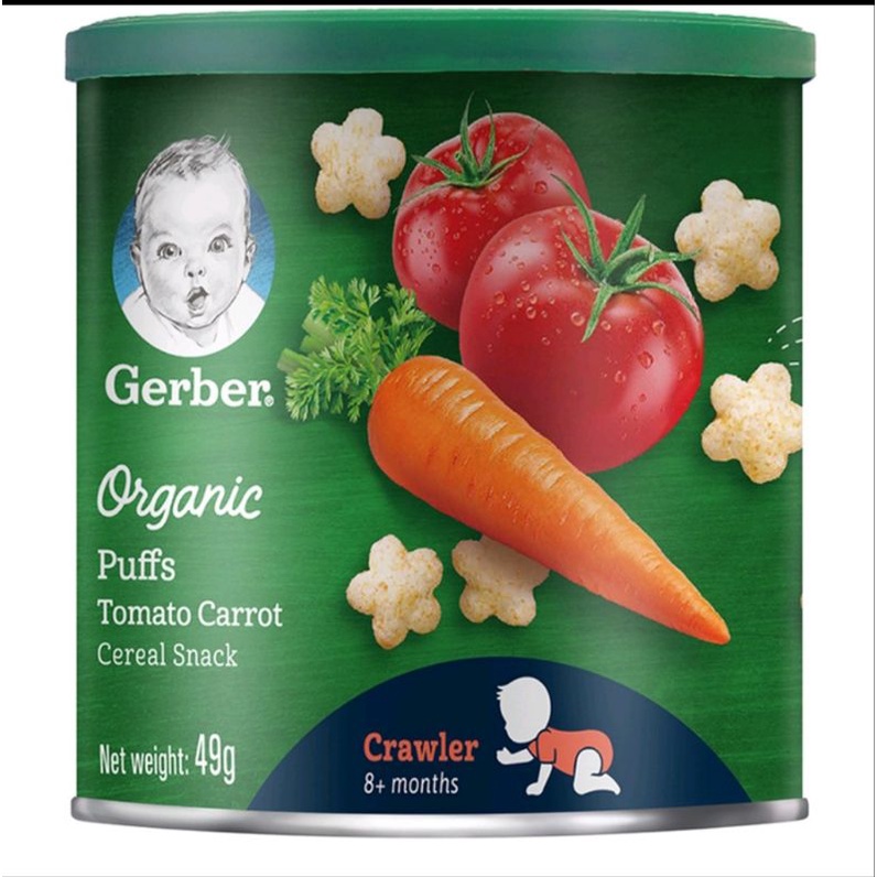 Bánh ăn dặm Gerber Organic vị cà chua, cà rốt 49g cho bé 8M+ ( Hàng công ty)
