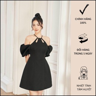 Đầm xoè cổ yếm khoét giọt nước tay phồng - c0657