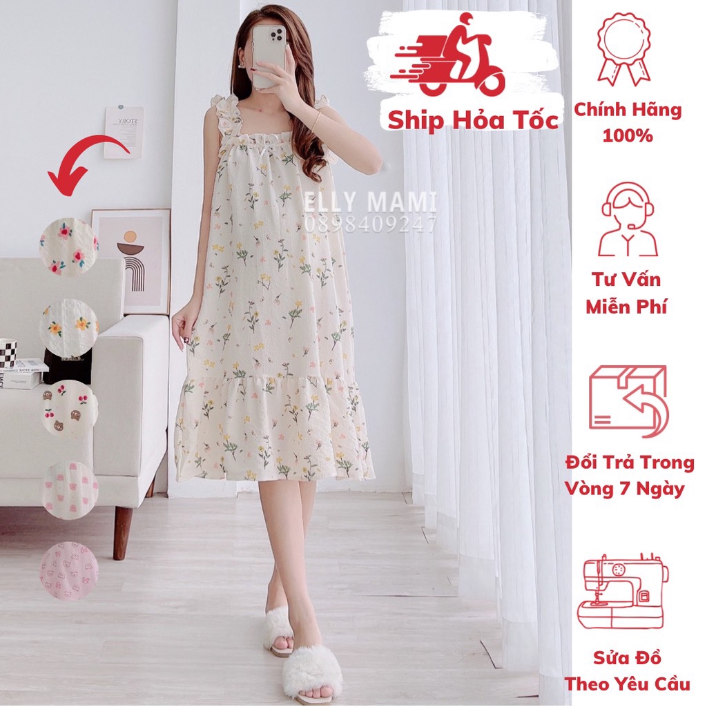 ( 40kg - 85kg ) Đầm Bầu Và Sau Sinh  2 Dây Bèo Nơ Đũi Xốp Nhiều Màu Siêu Mát Nhẹ Tênh , From Dễ Mặc