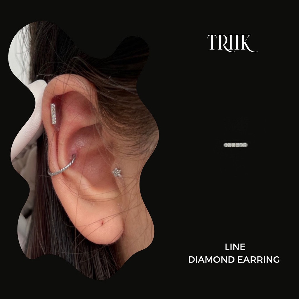 Khuyên tai đá - Line Diamond Earring ( giá 1 chiếc )