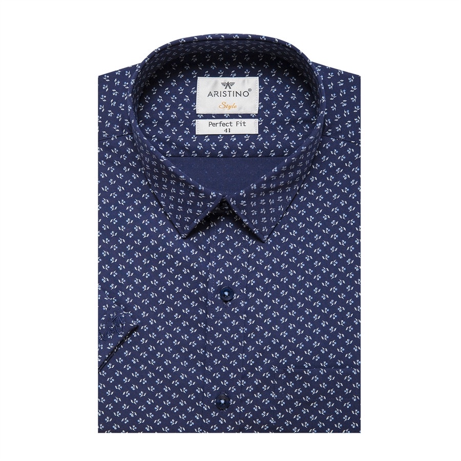 Áo sơ mi nam ngắn tay Aristino  sợi tre tà bằng  from rộng ASS131S1