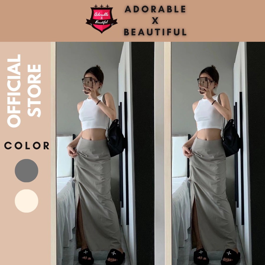 Chân Váy Dài Xẻ Tà Phong Cách Retro [AdorablexBeautiful]