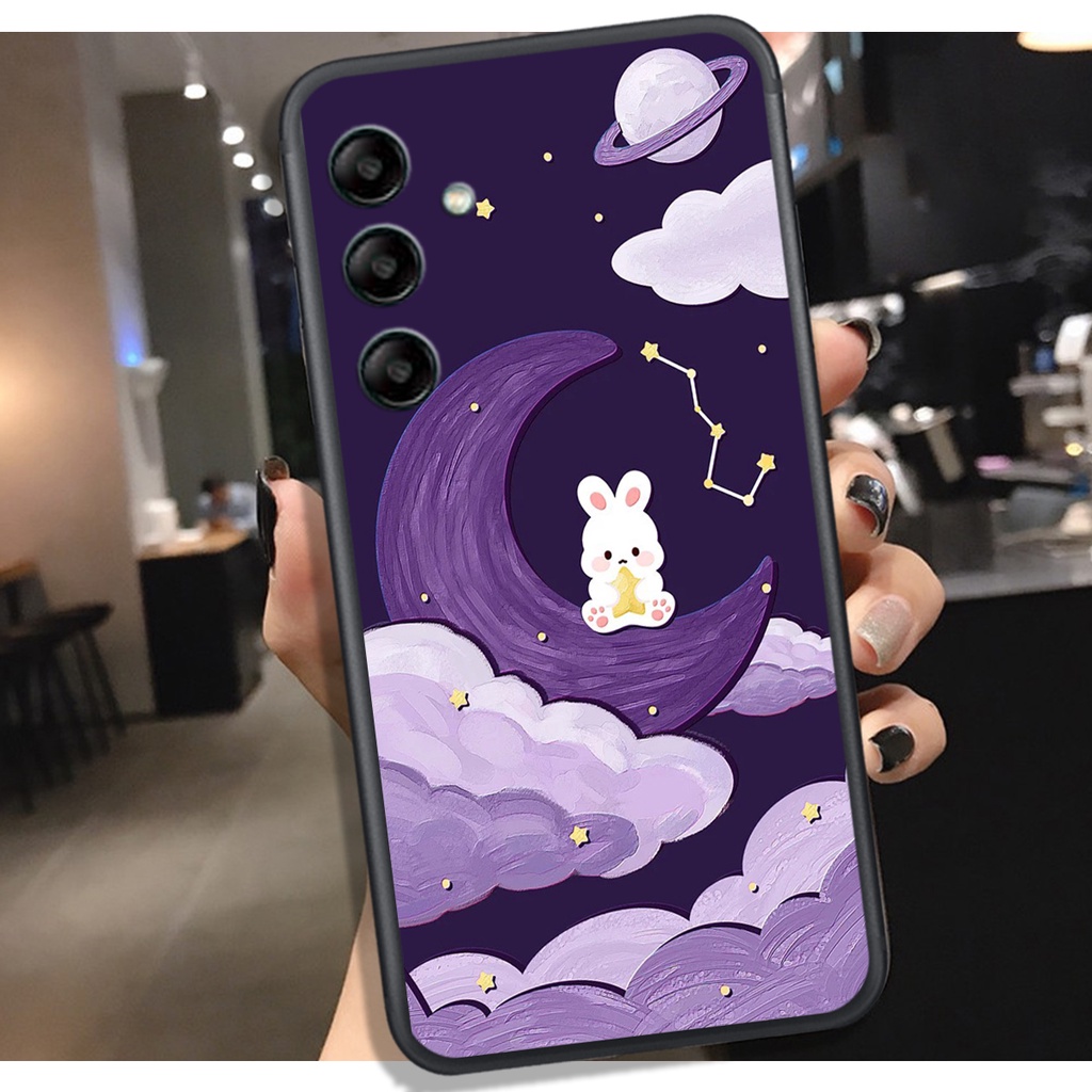 Ốp Lưng Samsung A14 4G - A14 5G - A24 4G - A24 5G - A54 5G - A34 5G  , In Hình Rabbit & Moon, Màu Đẹp, Chất.