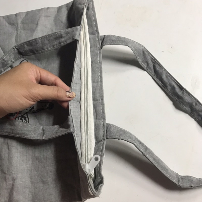 Túi tote kaki có khoá kéo 2hand giỏ si