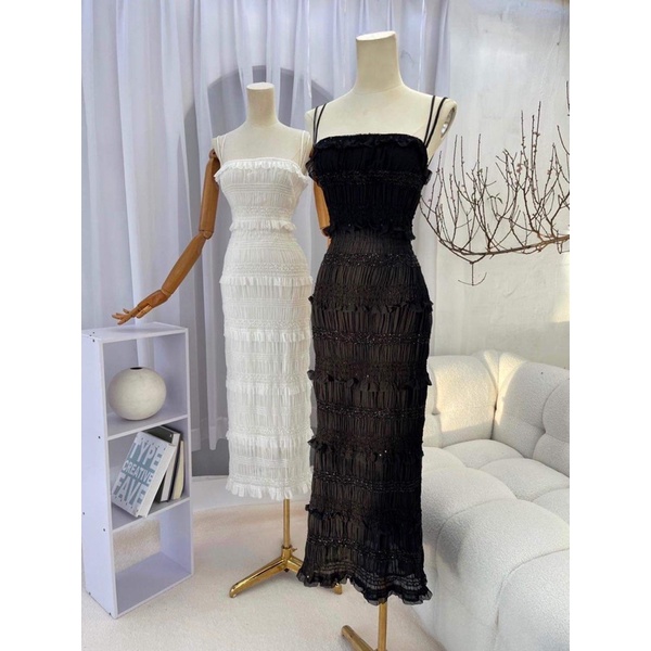 Đầm hai dây ôm bèo thun tơ Wabisabi N2102