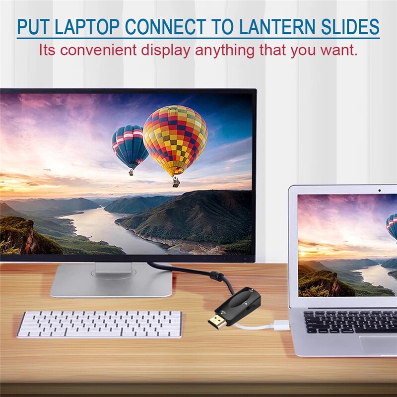 Bộ Chuyển Đổi Cáp HDMI Sang To VGA  và Chuyển Đổi Âm Thanh Giắc Cắm 3.5 Mm HD 1080P Cho Máy Vi Tính Laptop Máy Chiếu