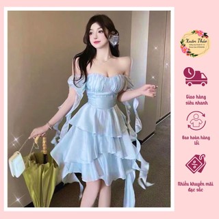 Đầm Voan Lụa Tà Nàng Thơ Thiết Kế, Đầm Váy Quảng Châu Phối Ruy Băng,  Mã Số A01