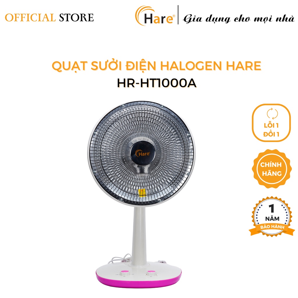 Quạt sưởi điện Halogen HR-HT1000A - thương hiệu Hare- bảo hành 18 tháng