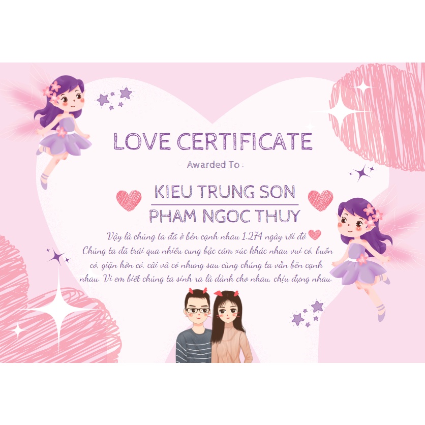 Chứng Chỉ Tình Yêu Love Certificate, Chứng Chỉ Tình Bạn in Theo Yêu Cầu Love Certificate Quà Tặng Bạn Trai Bạn Gái