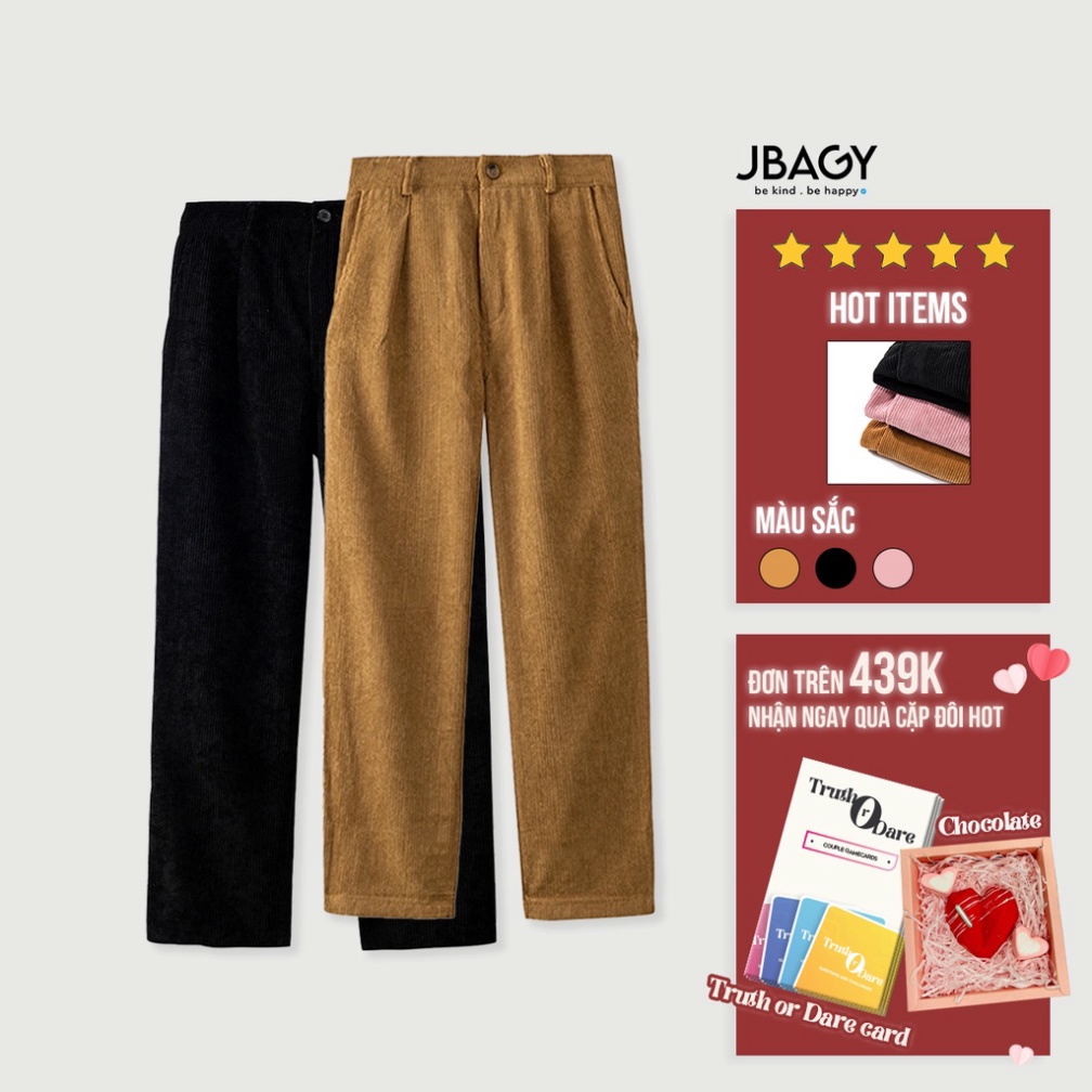 Quần baggy nhung tăm ống suông Hàn quốc thương hiệu JBAGY - JD02 - Hàng mới về