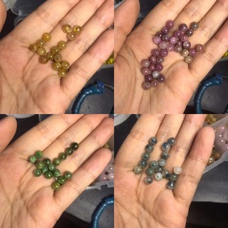 Hạt lẻ đá thanh tẩy Tourmaline mài tròn xỏ lỗ chất đá tươi đẹp làm HandMade , diy 5-5.5mm
