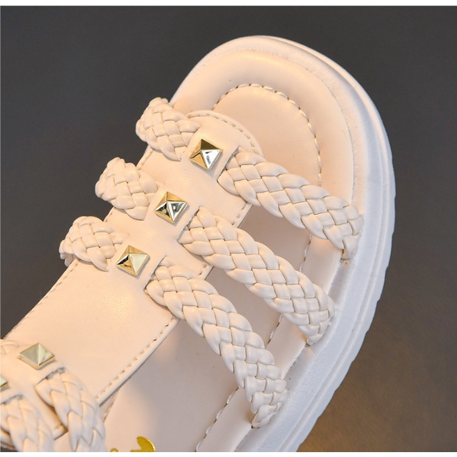 Dandal-Dép Chiến Binh Bằng da đế thấp thời trang hè cho bé gái 3-15 tuổi