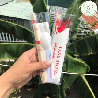 300 bộ muỗng đũa 4 món take away tiện lợi, vệ sinh an toàn thực phẩm - gia hân đồ dùng 1 lần