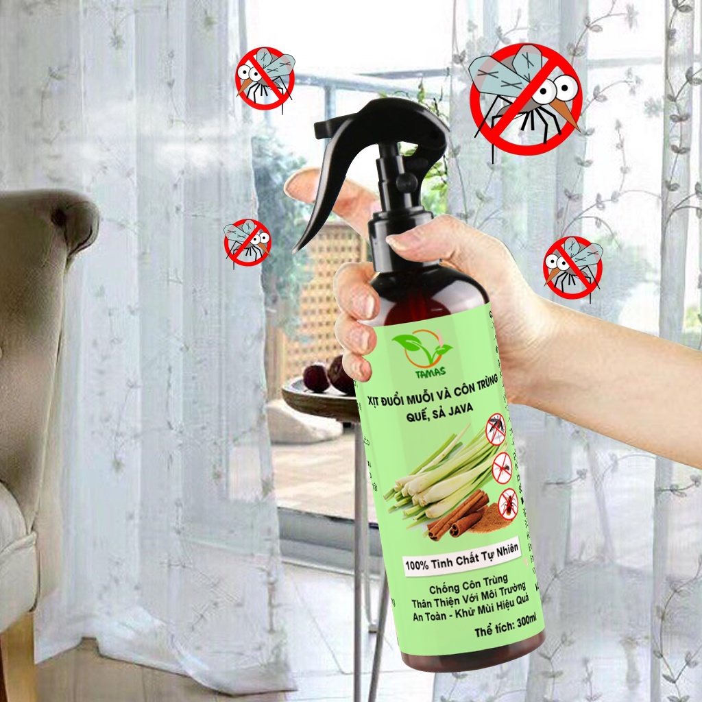 Chai xịt tinh dầu đuổi muỗi và côn trùng 100ml hương sả quế, hiệu quả, an toàn, tiết kiệm.