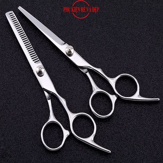 Bộ 2 Kéo Cắt Và Tỉa Tóc Cao Cấp (Trắng)