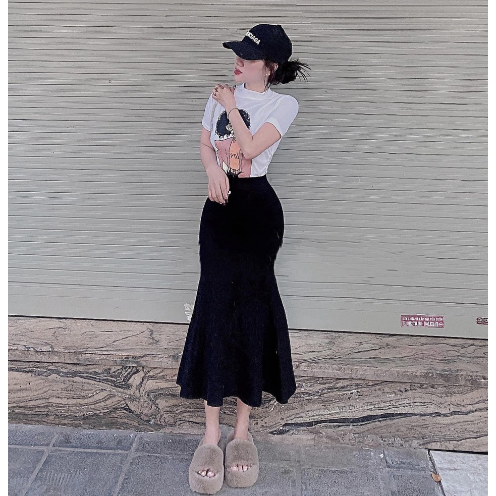 Set chân váy cô gái kẻ ngang xòe đuôi cá ngắn tay xuân hè MIVOSA SV345 | BigBuy360 - bigbuy360.vn