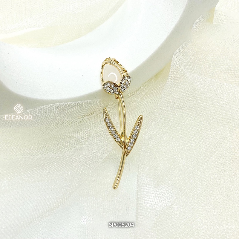 Ghim cài áo nam nữ Eleanor Accessories hình hoa tulip đính đá ngọc trai nhân tạo phụ kiện trang sức 5204