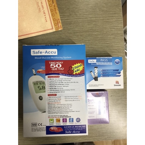 Máy đo đường huyết Safe-Accu tặng ngay hộp 50 que thử + 1 hộp kim chích máu Chính hãng