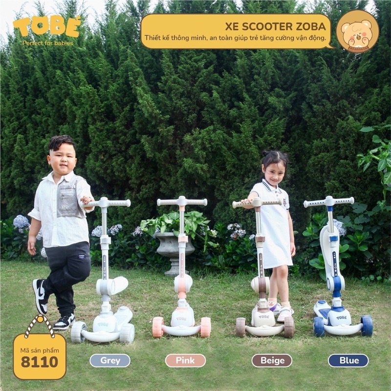 Xe scooter zoba tobé, xe trượt zoba tobé kết hợp chòi chân 8110 an toàn cho bé yêu