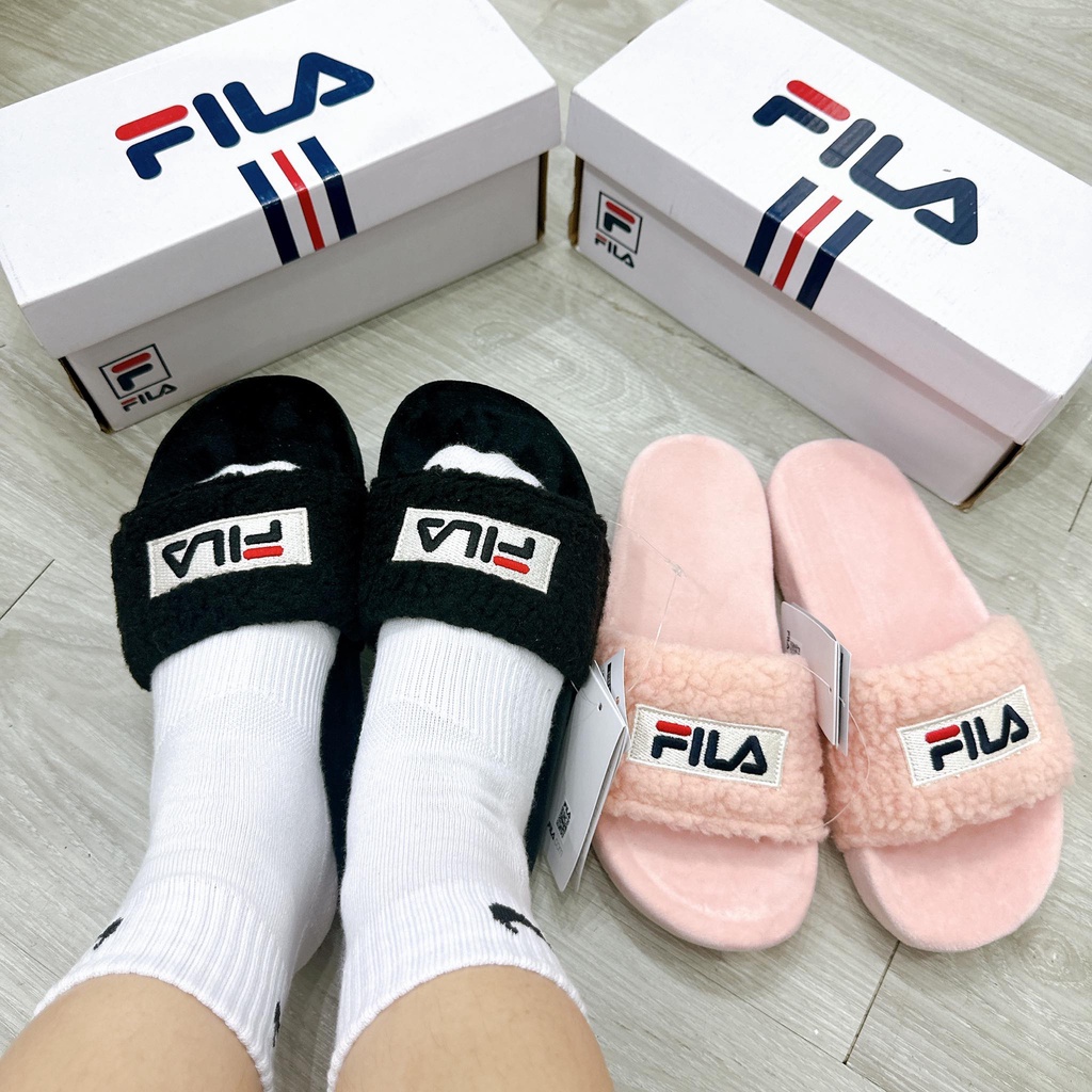 Dép Fila Slide Crema lông cừu thời trang êm chân ấm áp Full box
