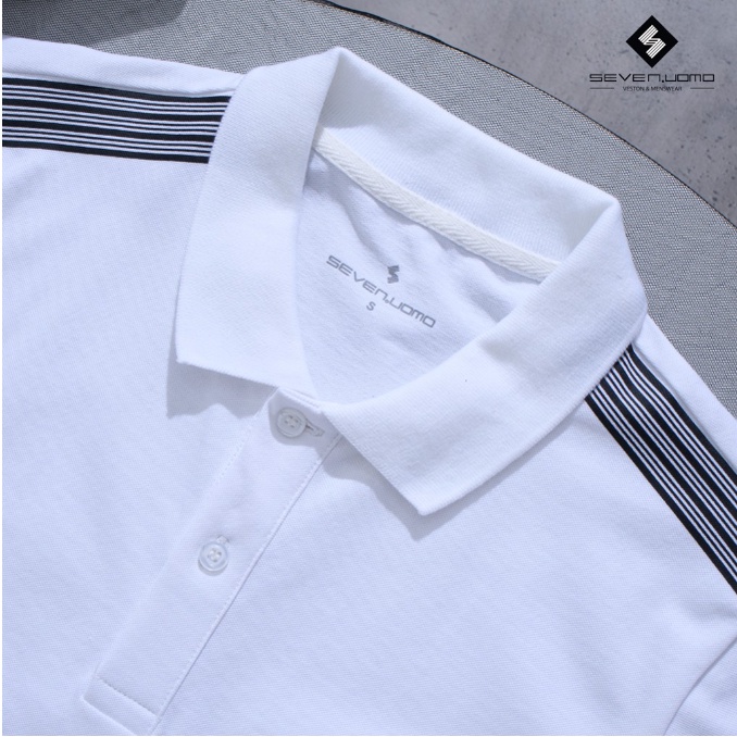 ÁO POLO NAM TRẮNG PHỐI VAI SEVEN UOMO T07