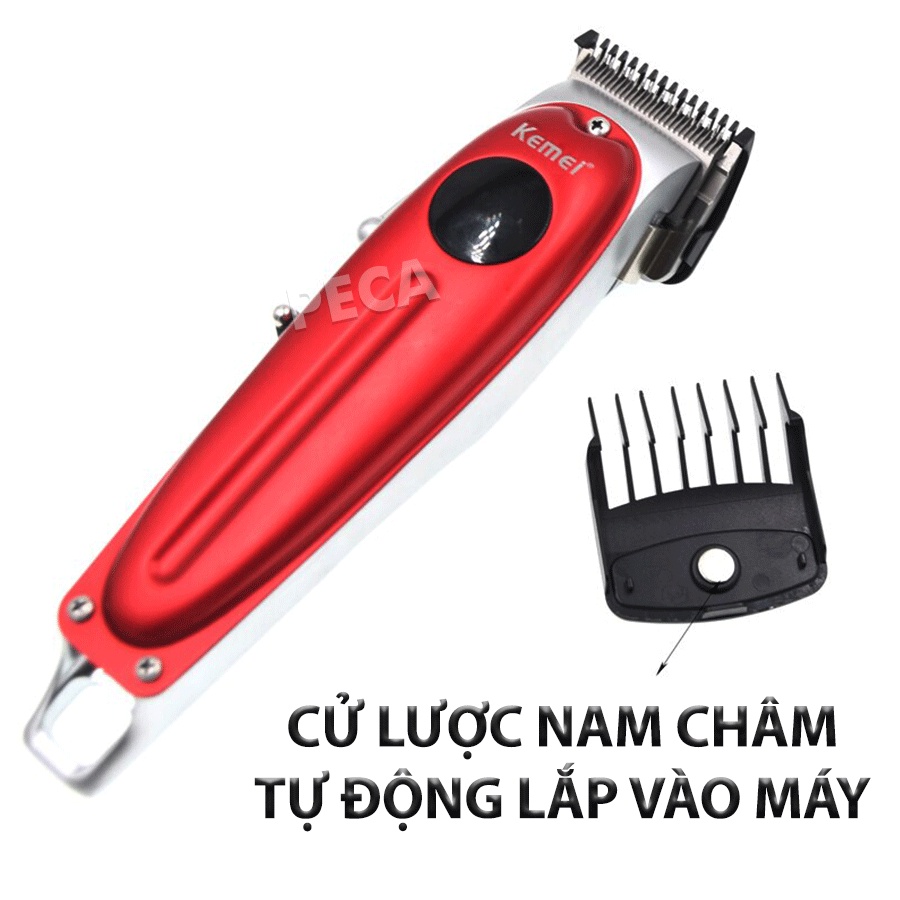 Tông đơ cắt tóc chuyên nghiệp Kemei KM-1955 màn hình LCD được tặng kèm áo choàng, lược và kéo cắt tóc