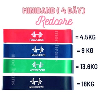 Bộ 4 dây miniband đàn hồi phụ kiện gym