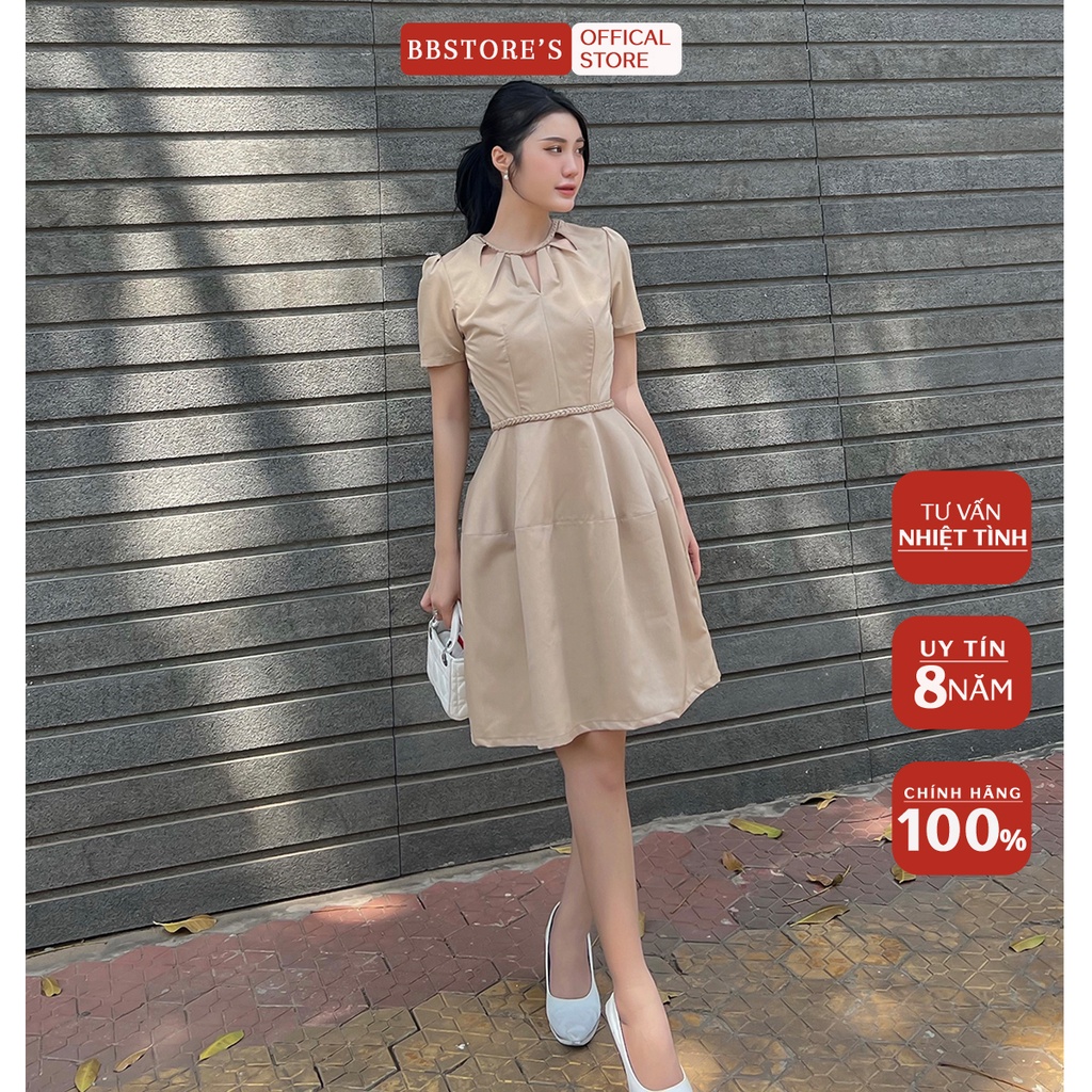 BBSTORE'S Đầm Xòe Tay Phồng Công Sở Cutout Cổ Thanh Lịch -CSD1645