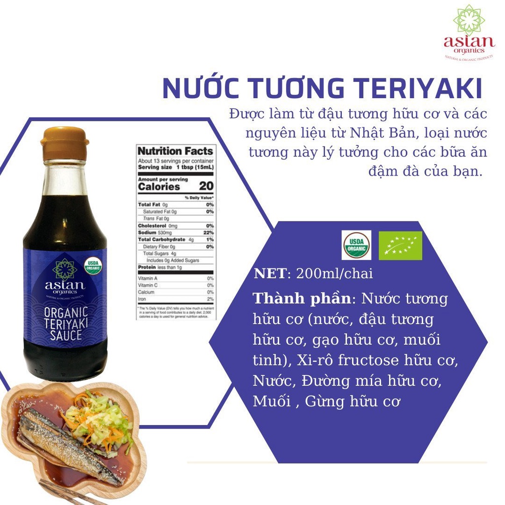 Sốt Teriyaki Hữu Cơ 200ml Organic Teriyaki Sauce