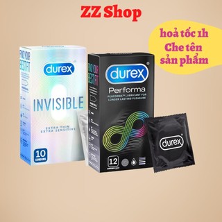 Bộ 2 bao cao su siêu mỏng Durex Invisible 10 bao và Durex Performa 12 bao.