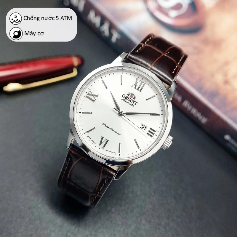 Đồng hồ nam Orient Watch Contemporary RA-AC0F máy lộ cơ automatic mặt nhỏ kính sapphire dây da đeo tay chính hãng