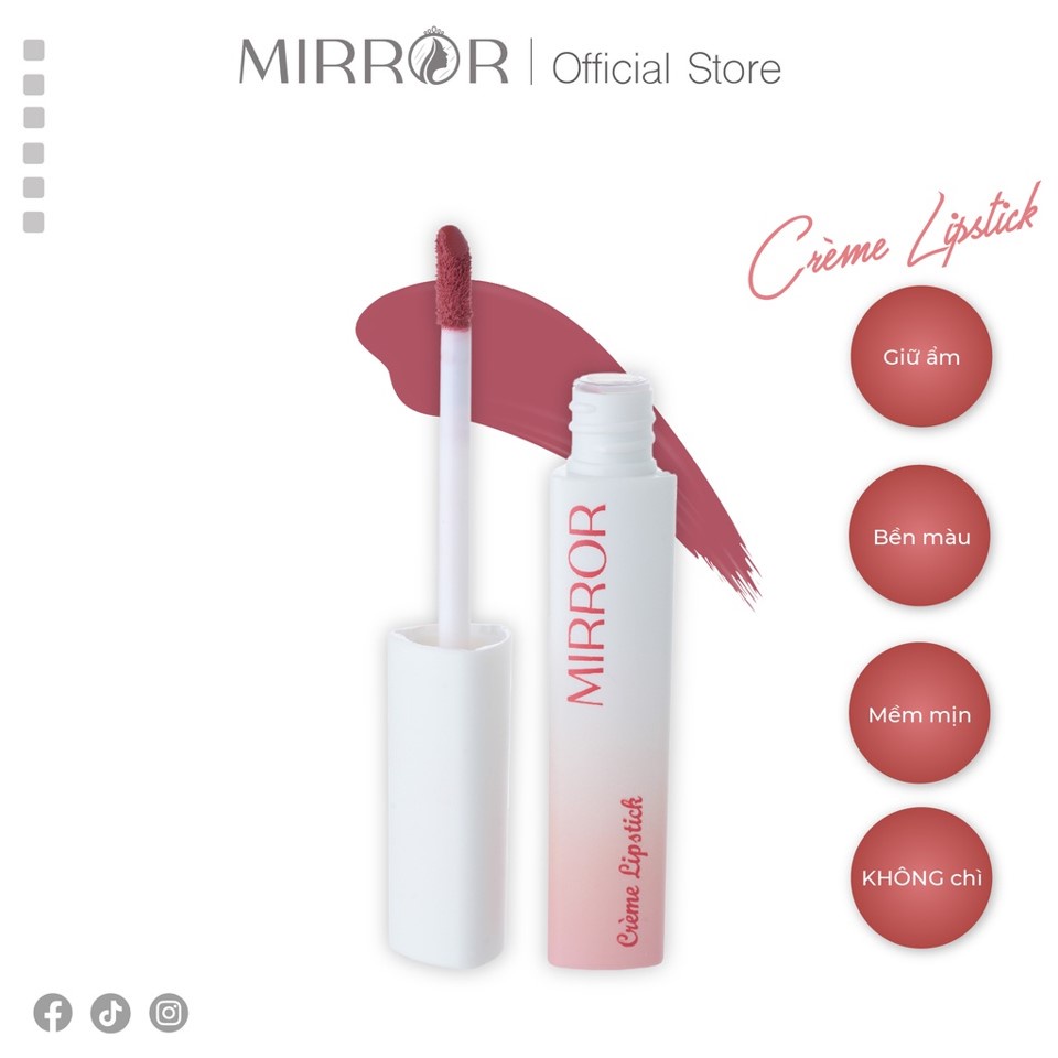 Son kem MIRROR Crème Lipstick 2g - Son môi lì, mềm mịn, lâu trôi, không chì