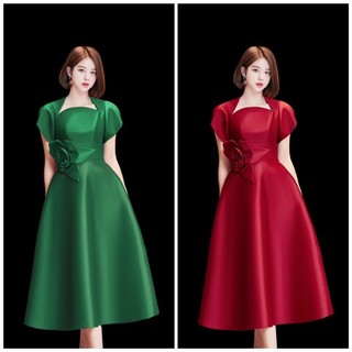 Đầm xoè cổ u xéo hoa eo xinh xắn