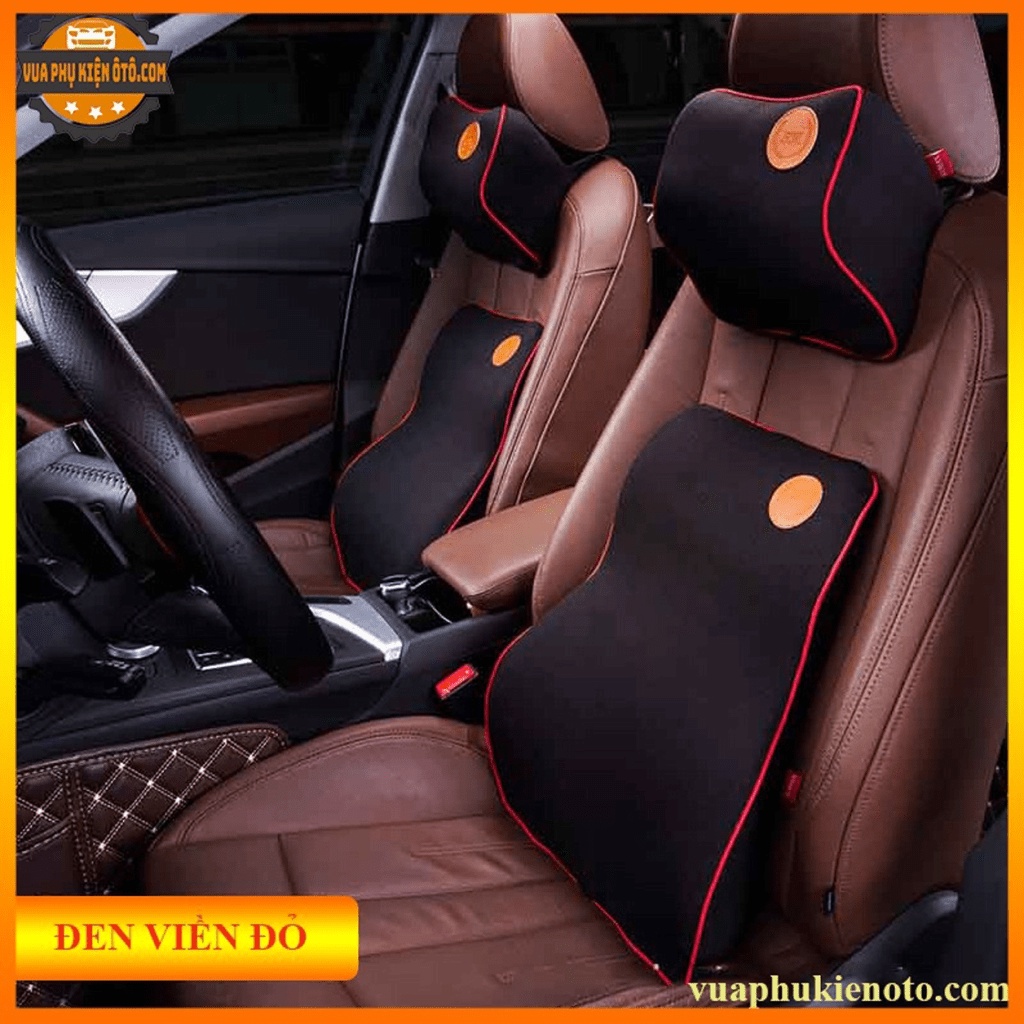 Bộ Gối Đầu Và Tựa Lưng Cao Su Non Trên Xe Hơi Cao Cấp