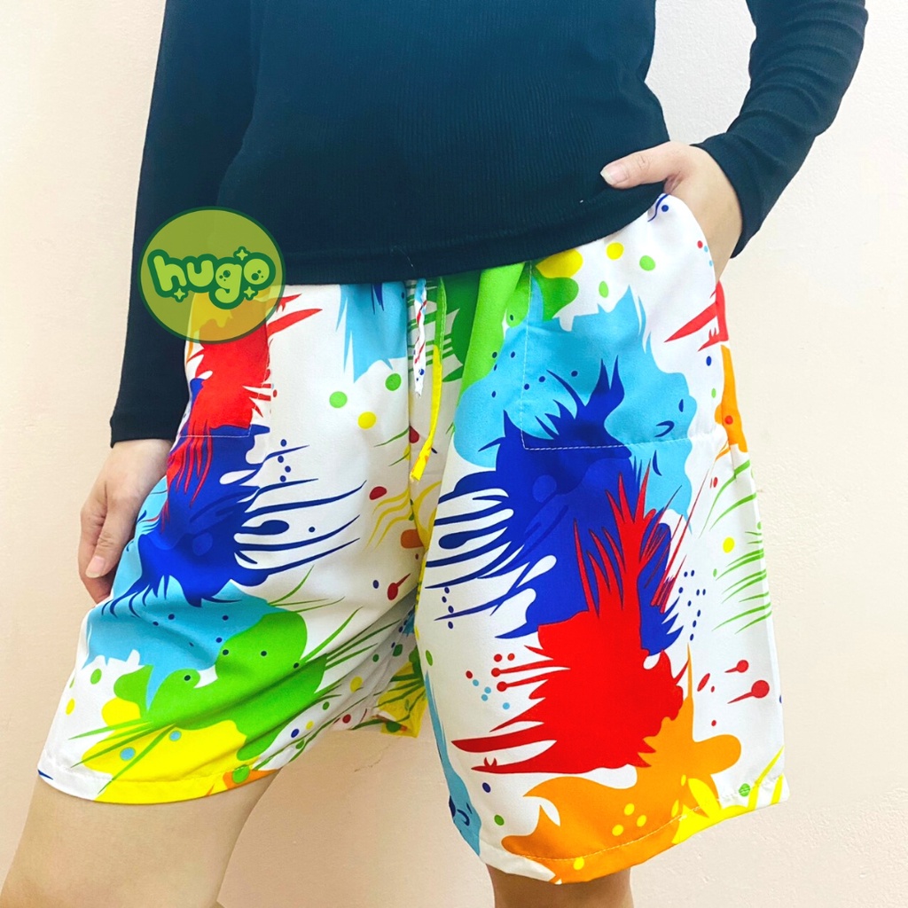 Quần đùi hoa lá, chất kate họa tiết Hàn Quốc, quần đi biển họa tiết hoa lá nam nữ 40 - 75kg nhiều màu - Hugo Shop