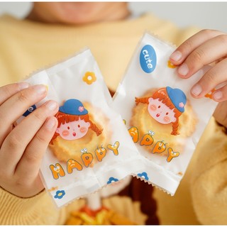 Túi đựng bánh hành/bánh quy/bánh ngói 7x10cm hình bé gái Happy
