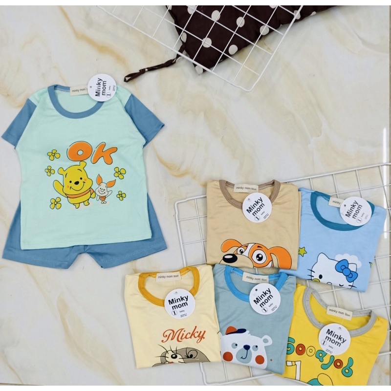 Bộ Cộc Tay Bé Trai, Bộ Thun Lạnh Minkymom Mịn Mát Cho Bé Trai Bé Gái Từ 8 - 18kg