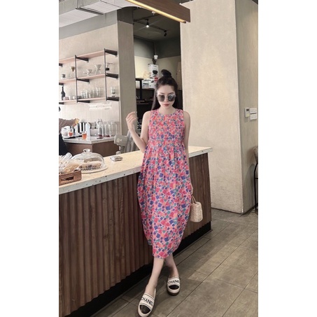 Váy hoa ly xếp thô ba lỗ